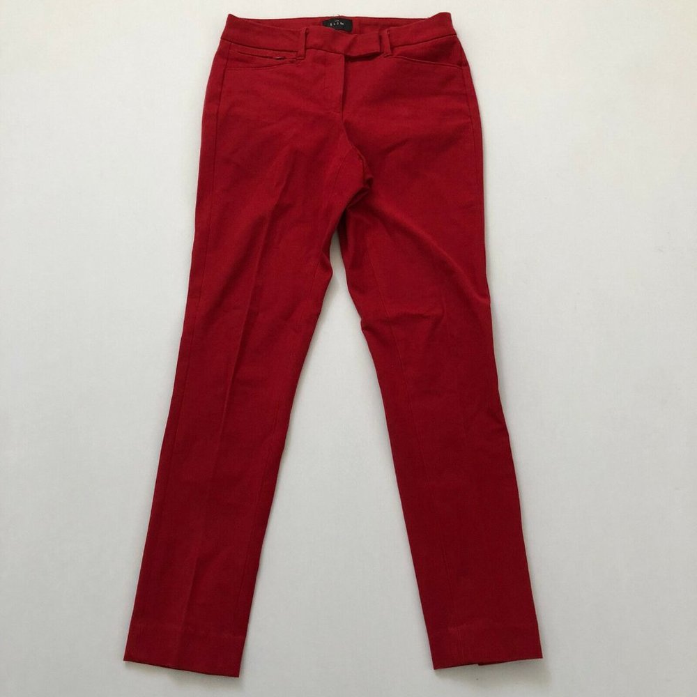 White House Black Market The Slim Women's Red Pants Dark Wash Petite Fit 00P